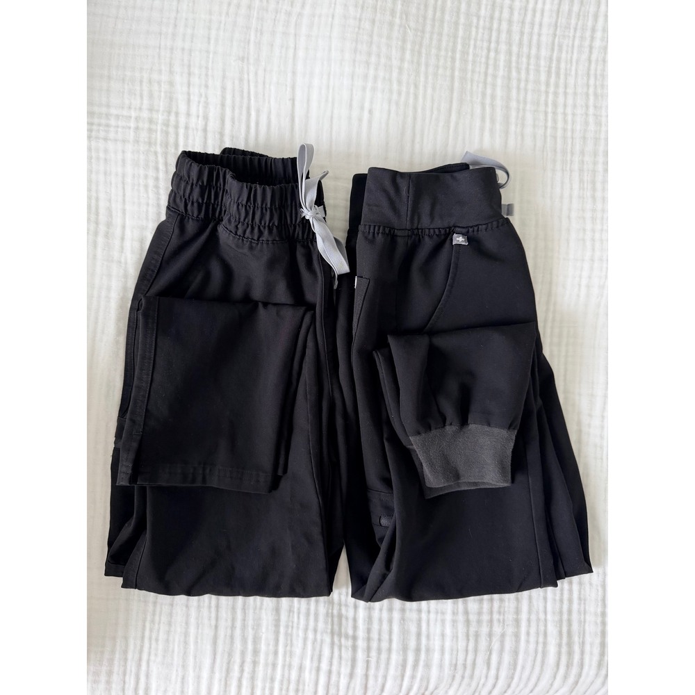 FIGS Scrub Pants Bundle 2 Pair Black XXS Petite Zamora Jogger Yola High Waisted